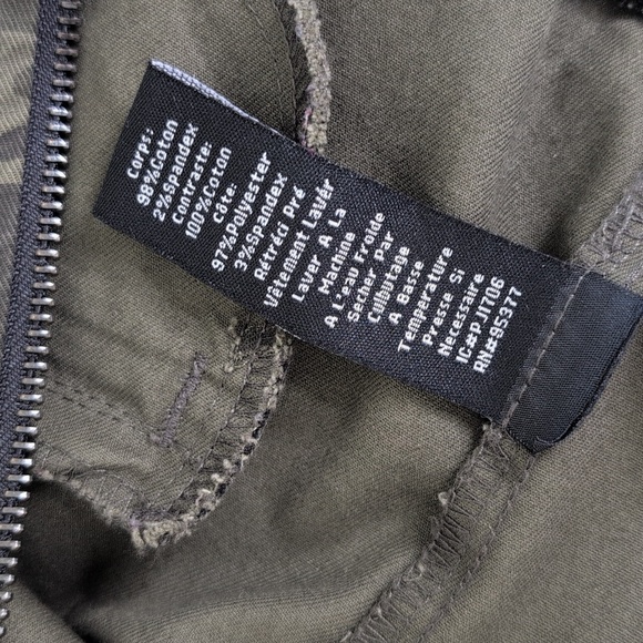 Anthropology Sanctuary Camo Bomber Jacket Zipper Pockets Black Trim Women's M - Picture 9 of 14